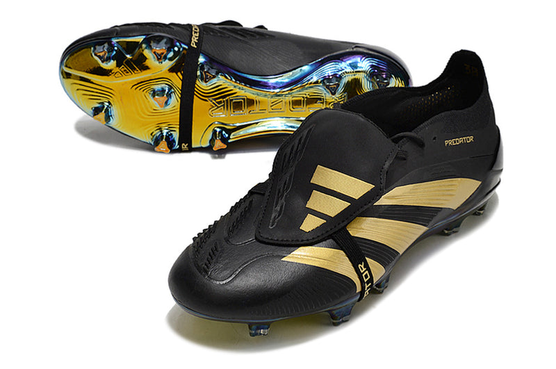 Chuteira Adidas Predator Elite Tongue FG - Preta e Dourada