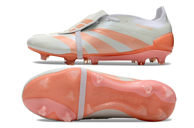 Chuteira Adidas Predator Elite Tongue FG - Branca e Salmão