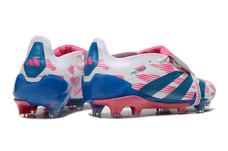 Chuteira Adidas Predator Elite Tongue FG - Branca, Azul e Rosa