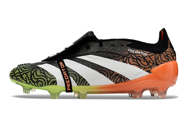 Chuteira Adidas Predator Elite Tongue FG - Branca, Laranja e Verde