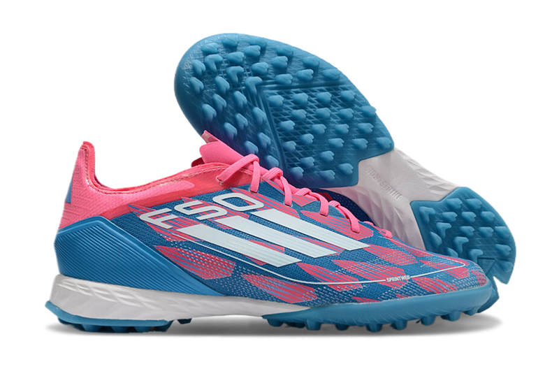 Chuteira Society Adidas F50 TF - Rosa e Azul