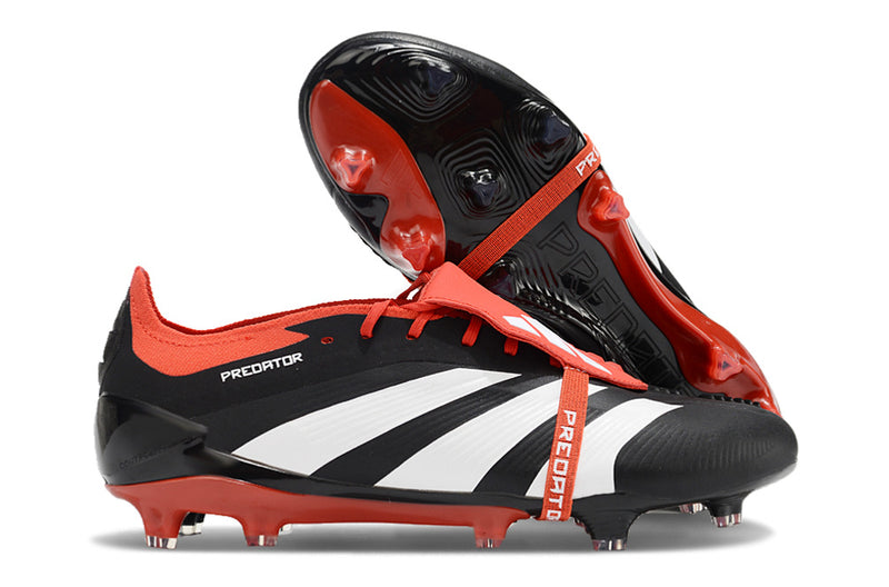 Chuteira Adidas Predator Elite Tongue FG - Preta, Branca e Laranja