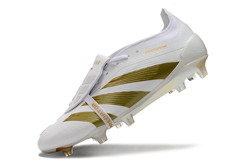 Chuteira Adidas Predator Elite Tongue FG - Branca e Dourada