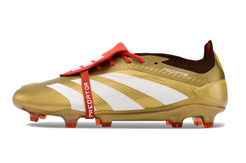 Chuteira Adidas Predator Elite Tongue FG - Dourada e Branca