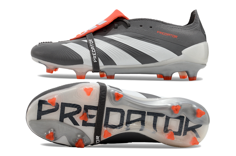 Chuteira Adidas Predator Elite Tongue FG - Cinza e Branca