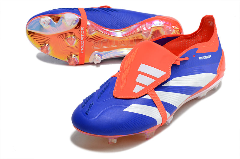 Chuteira Adidas Predator Elite Tongue FG - Azul, Branca e Laranja