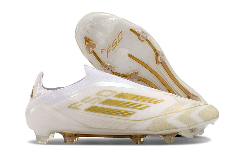 Chuteira Adidas F50 LL FG - Branca e Dourada