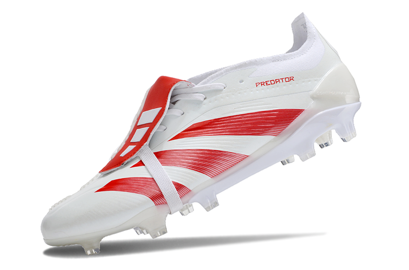 Chuteira Adidas Predator Elite Tongue FG - Branca e Vermelha