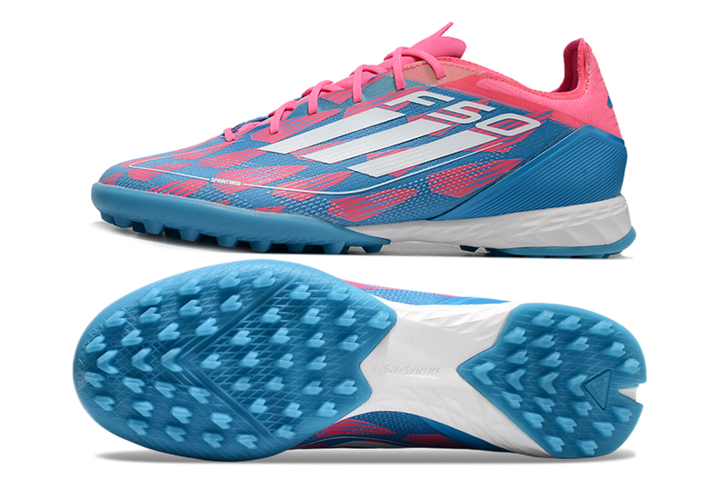 Chuteira Society Adidas F50 TF - Rosa e Azul