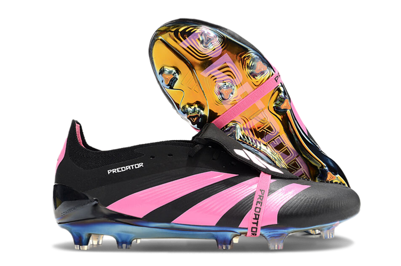 Chuteira Adidas Predator Elite Tongue FG - Preta e Rosa