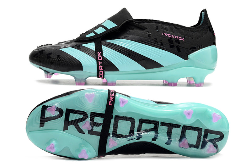 Chuteira Adidas Predator Elite Tongue FG - Preta e Ciano