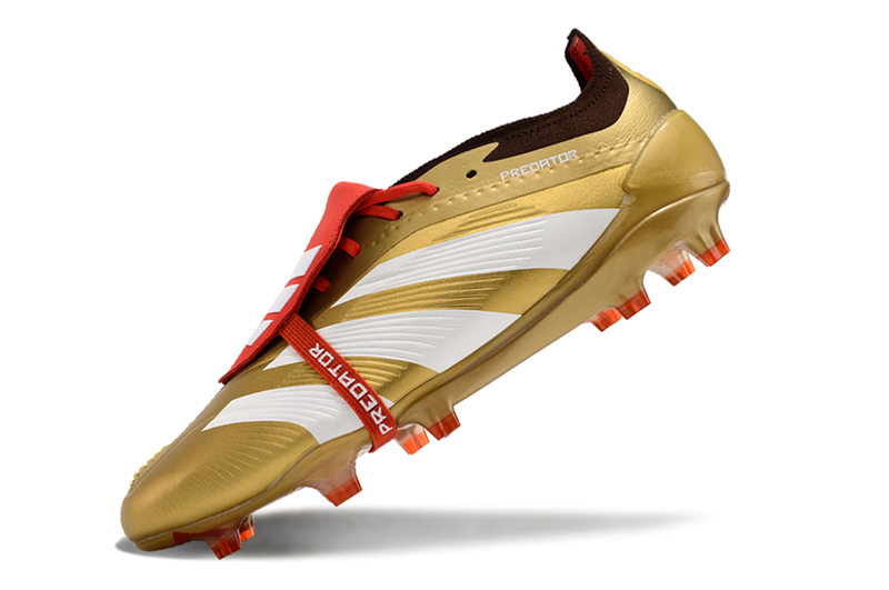 Chuteira Adidas Predator Elite Tongue FG - Dourada e Branca