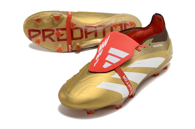 Chuteira Adidas Predator Elite Tongue FG - Dourada e Branca