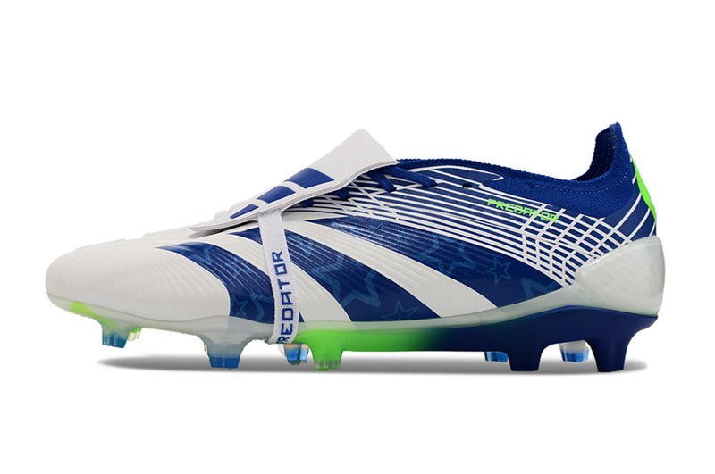 Chuteira Adidas Predator Elite Tongue FG - Branca e Azul