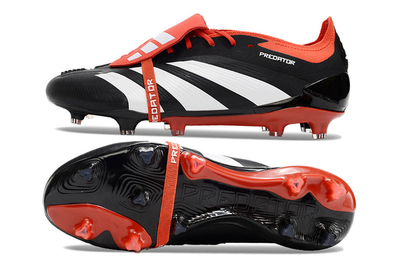 Chuteira Adidas Predator Elite Tongue FG - Preta, Branca e Laranja