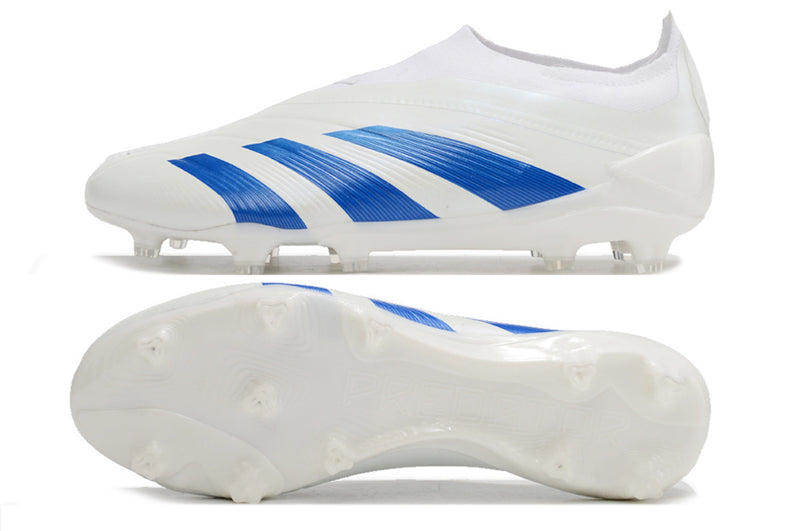 Chuteira Adidas Predator Elite Laceless FG - Branca e Azul