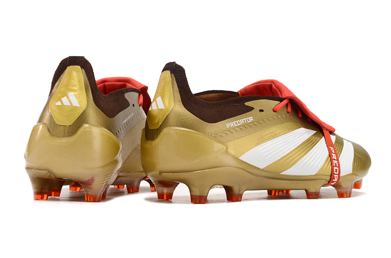 Chuteira Adidas Predator Elite Tongue FG - Dourada e Branca