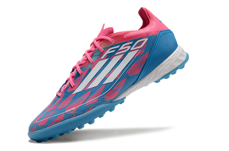 Chuteira Society Adidas F50 TF - Rosa e Azul