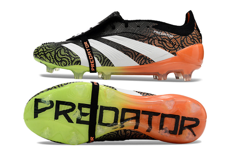 Chuteira Adidas Predator Elite Tongue FG - Branca, Laranja e Verde