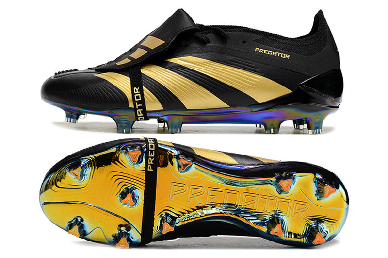 Chuteira Adidas Predator Elite Tongue FG - Preta e Dourada