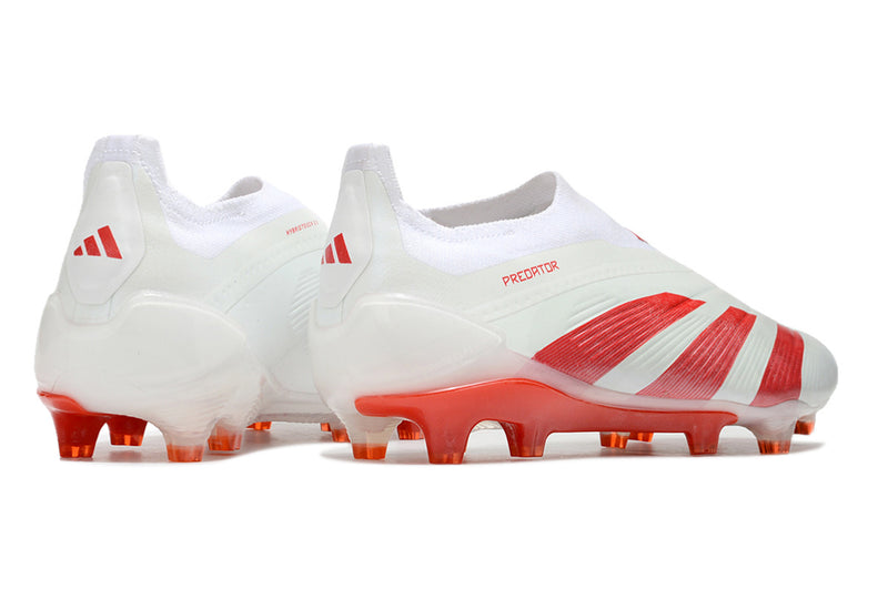 Chuteira Adidas Predator Elite Laceless FG - Branca e Vermelha