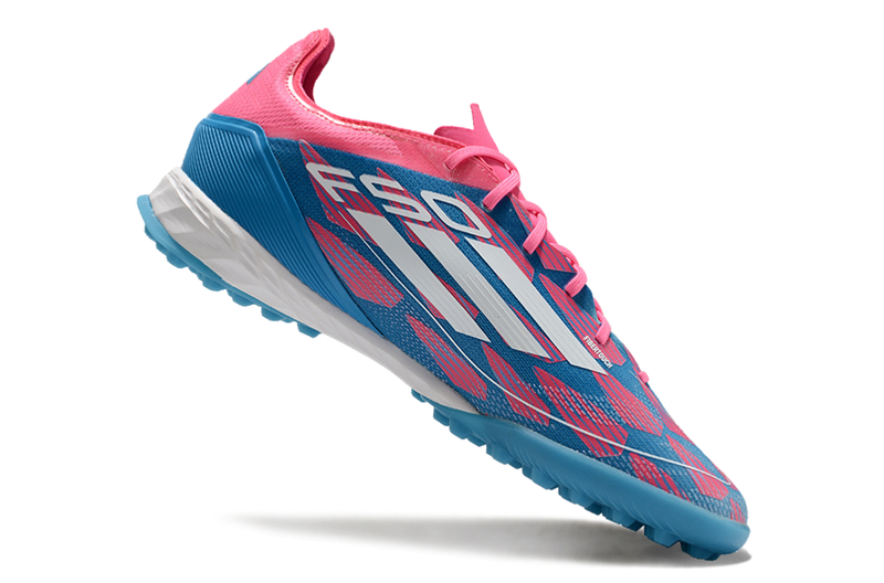 Chuteira Society Adidas F50 TF - Rosa e Azul