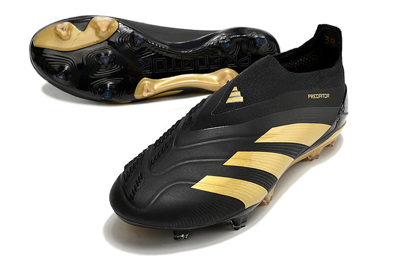 Chuteira Adidas Predator Elite Laceless FG - Preta e Dourada