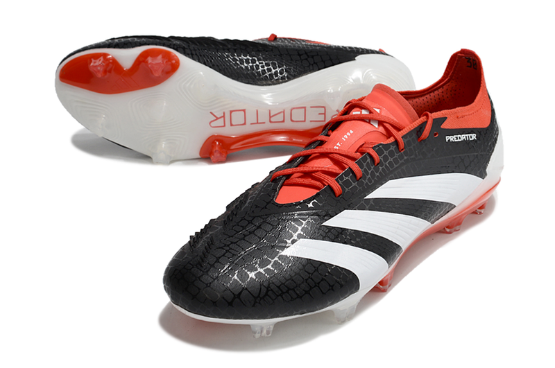 Chuteira Adidas Predator Elite FG - Preta, Branca e Laranja