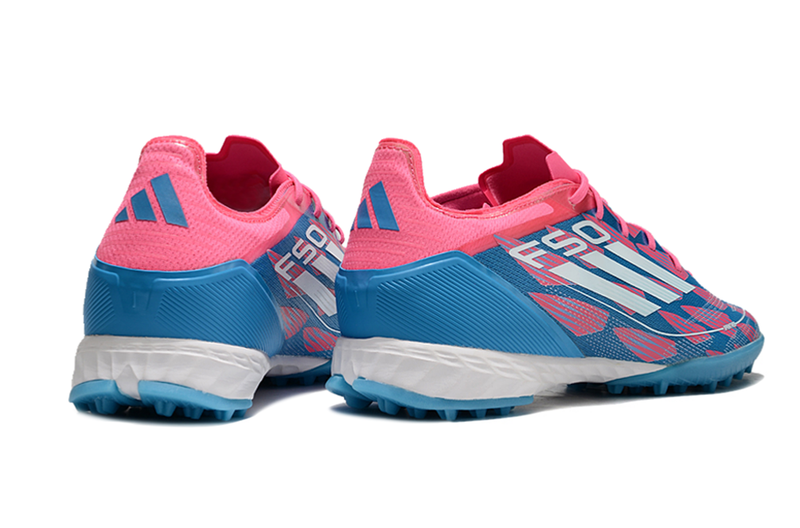 Chuteira Society Adidas F50 TF - Rosa e Azul