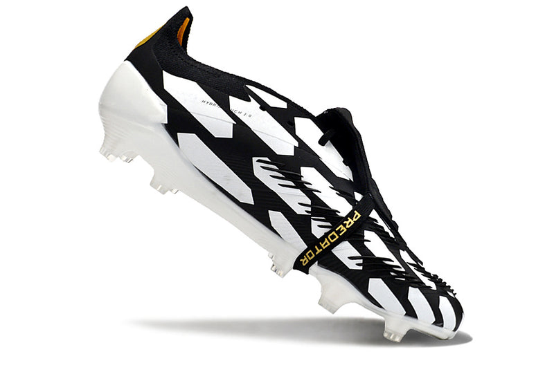 Chuteira Adidas Predator Elite Tongue FG - Branca, Preta e Dourada