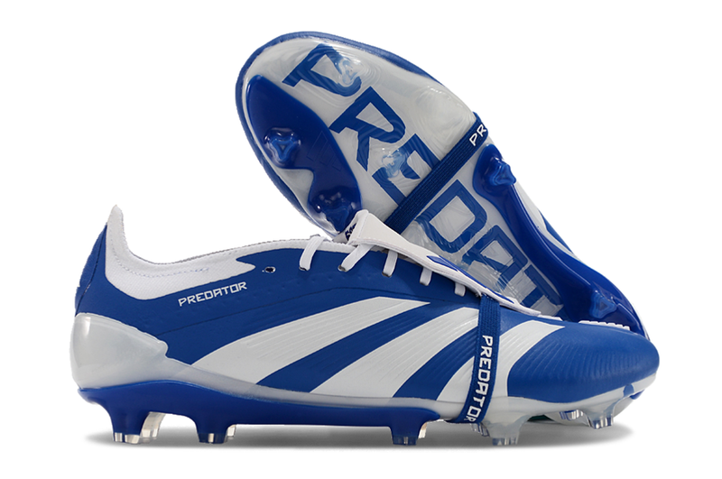 Chuteira Adidas Predator Elite Tongue FG - Azul e Branca