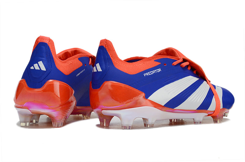 Chuteira Adidas Predator Elite Tongue FG - Azul, Branca e Laranja