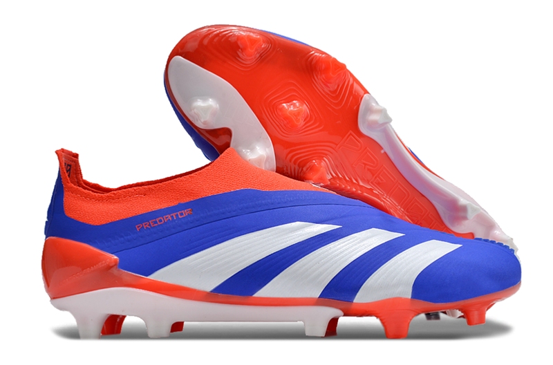 Chuteira Adidas Predator Elite Laceless FG - Azul, Branca e Laranja