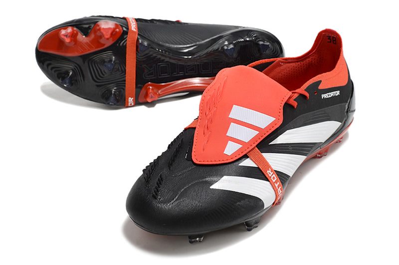 Chuteira Adidas Predator Elite Tongue FG - Preta, Branca e Laranja