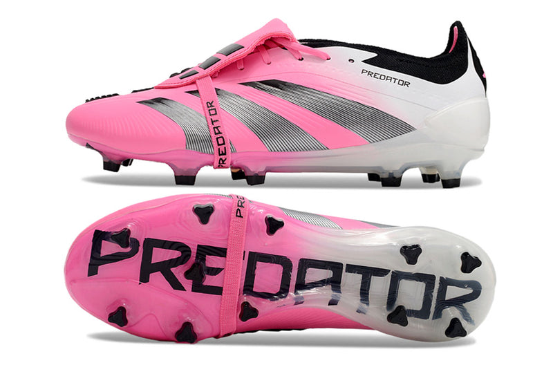 Chuteira Adidas Predator Elite Tongue FG - Rosa e Cinza