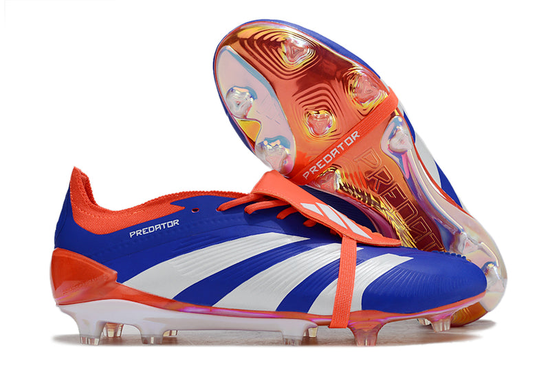 Chuteira Adidas Predator Elite Tongue FG - Azul, Branca e Laranja