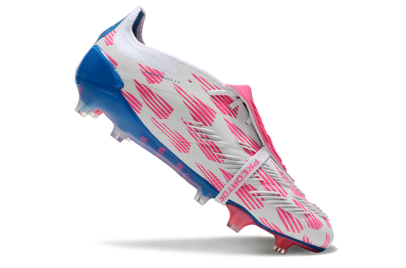 Chuteira Adidas Predator Elite Tongue FG - Branca, Azul e Rosa