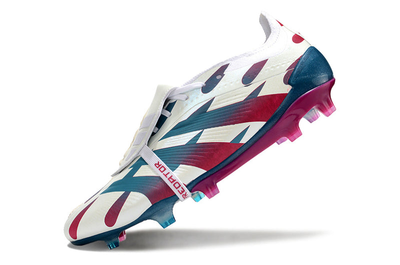 Chuteira Adidas Predator Elite Tongue FG - Branca, Rosa e Azul